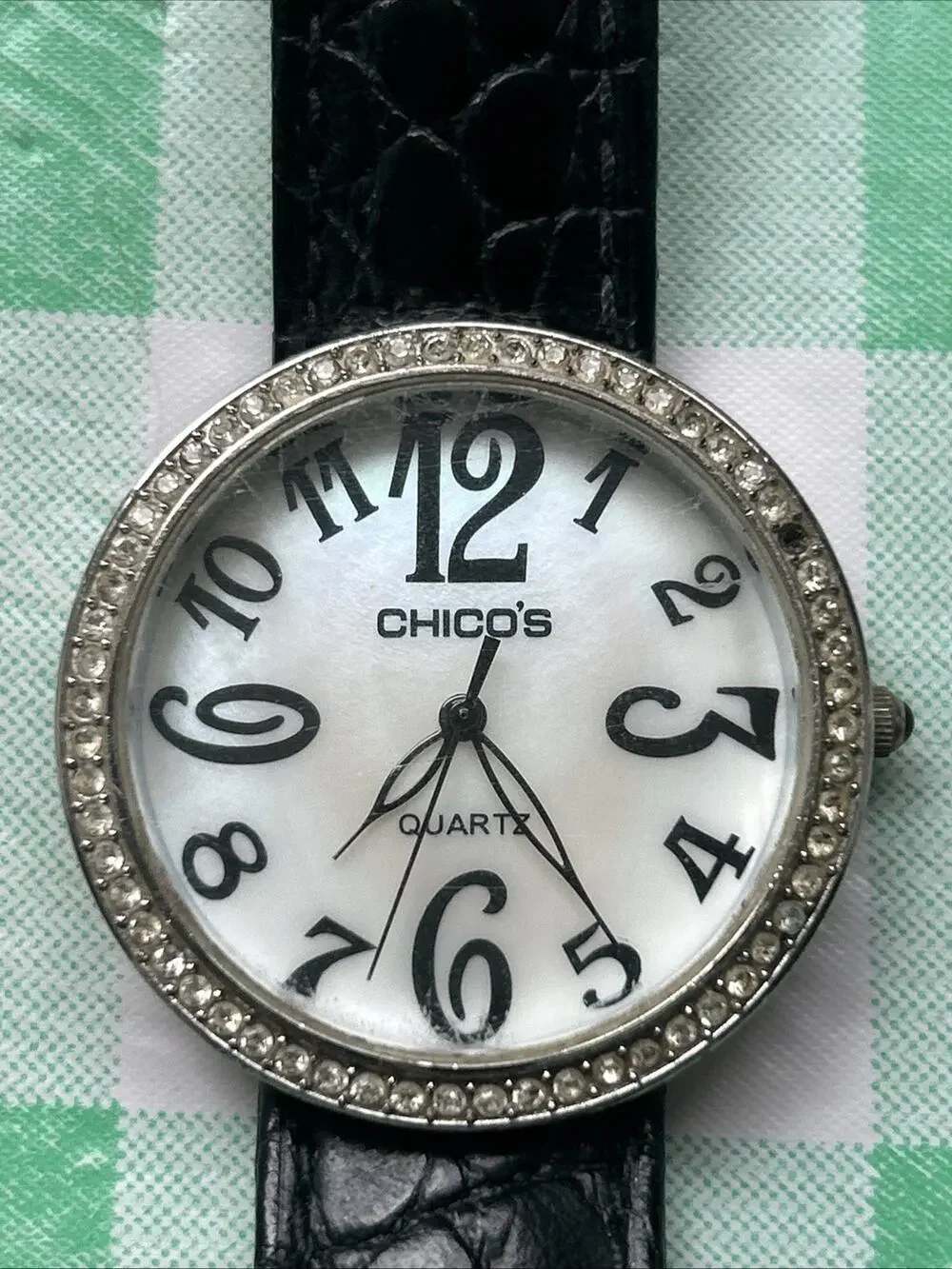 Chicos MOP Dial Black Band Women’s Quartz Watch